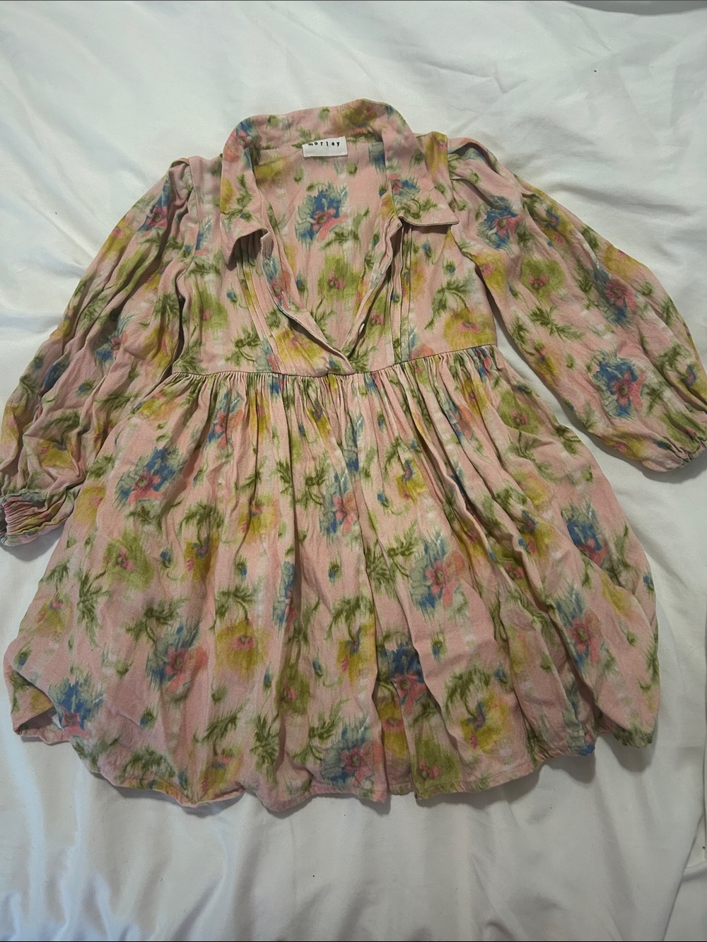 Morley Pink Floral Kids' Dress with Collar size 4t